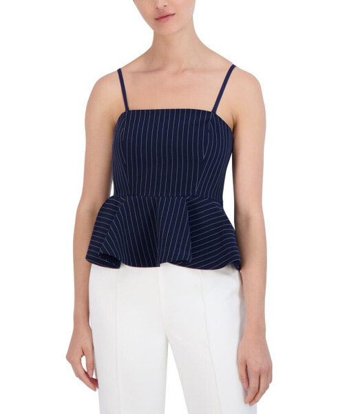 Women's Pinstripe Peplum Top