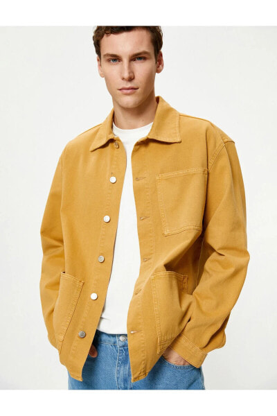 Куртка-рубашка классического кроя с карманами на пуговицах Koton Gömlek Ceket