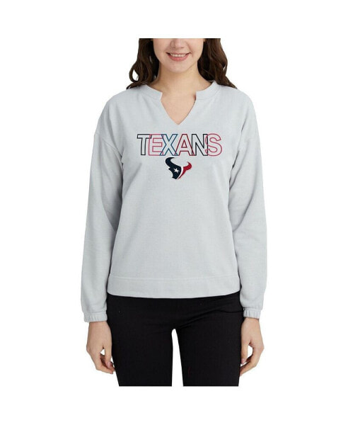 Women's Gray Houston Texans Sunray Notch Neck Long Sleeve T-shirt