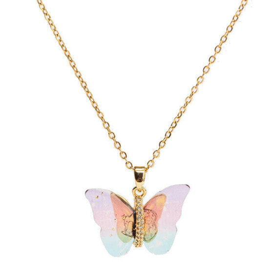 Gold-plated necklace with rainbow bow tie