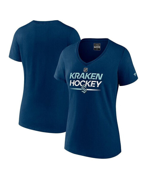 Women's Deep Sea Blue Seattle Kraken Authentic Pro V-Neck T-shirt