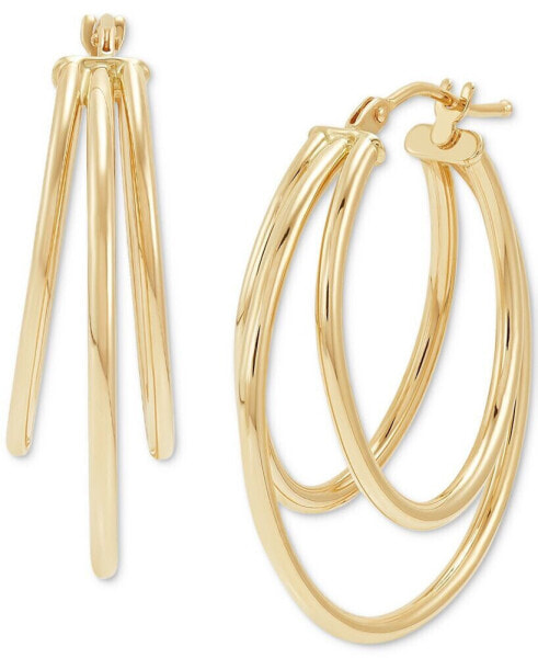 Graduated Small Triple Split Hoop Earrings in 10k Gold