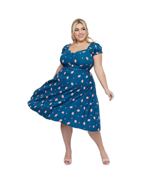 Plus Size 1960s Ohara Sweetheart Neckline Swing Dress