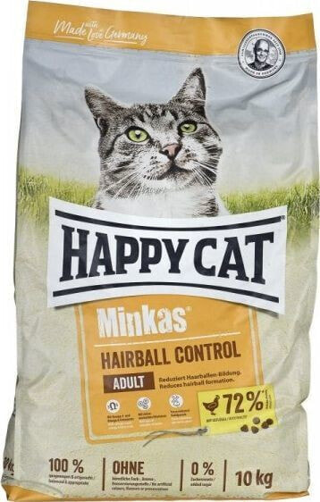 Сухой корм для взрослых кошек Happy Cat MINKAS Hairball Control , для вывода шерсти из желудка с птицей 1,5 кг