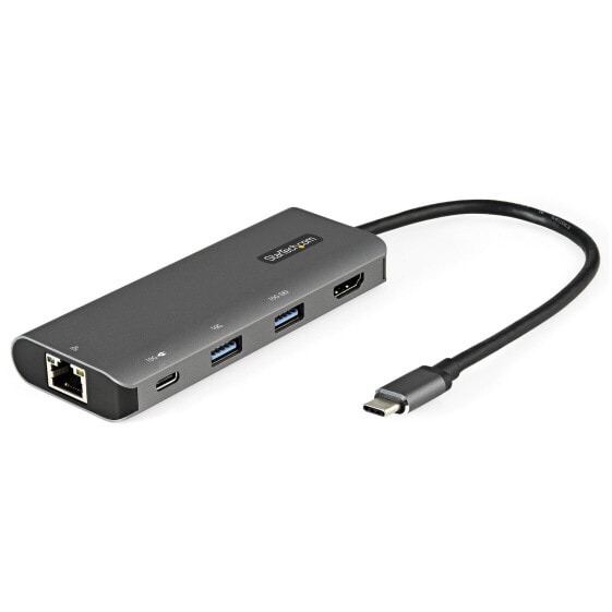 StarTech.com USB C Multiport Adapter - 10Gbps USB Type-C Mini Dock with 4K 30Hz HDMI - 100W Power Delivery Passthrough - 3-Port USB Hub - GbE - USB 3.1/3.2 Gen 2 Laptop Dock - 10" Cable - Wired - USB 3.2 Gen 2 (3.1 Gen 2) Type-C - 100 W - 100,1000 Mbit/s - Black - Gre