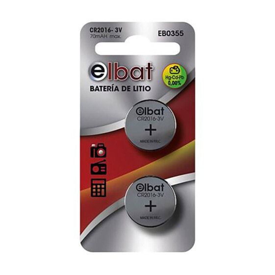 ELBAT CR2016 3V Button Battery 2 Units