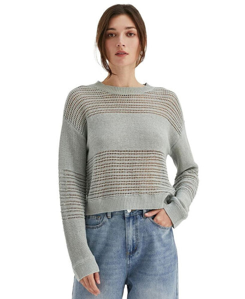 Women's Donna Linen Cotton Mix Media Pullover