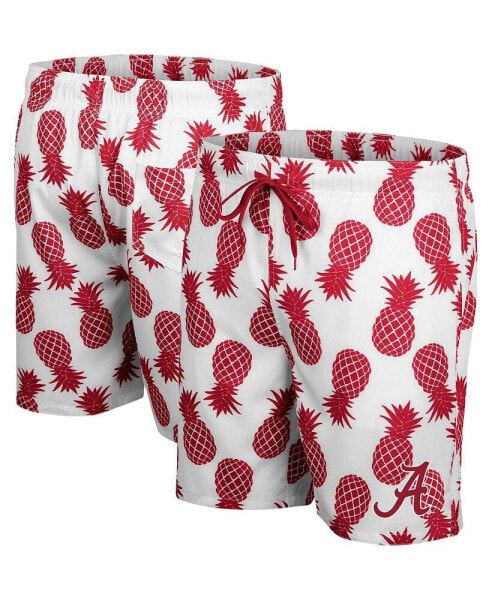 Men's White, Crimson Alabama Crimson Tide Pineapple Swim Shorts