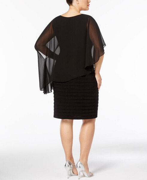 Plus Size Chiffon Capelet Sheath Dress