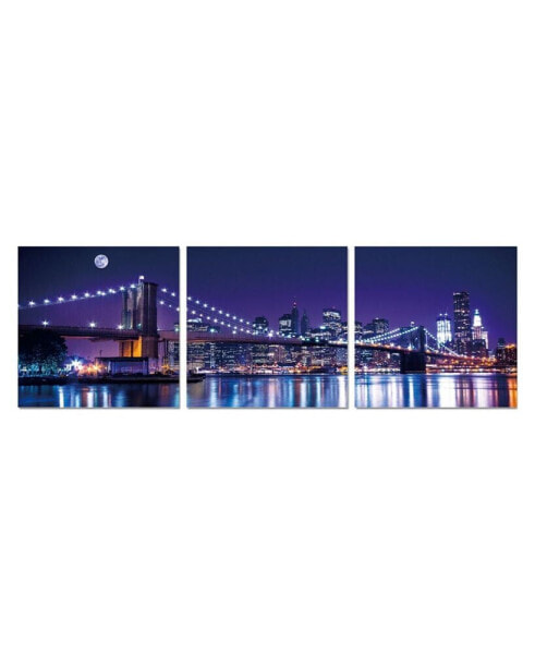 Интерьерная картина на холсте Chic Home Cityline 3 Piece NYC Skyline - 16" x 48"