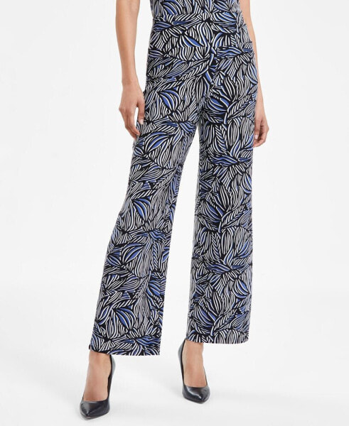Petite Printed High Rise Pull-On Ankle Pants