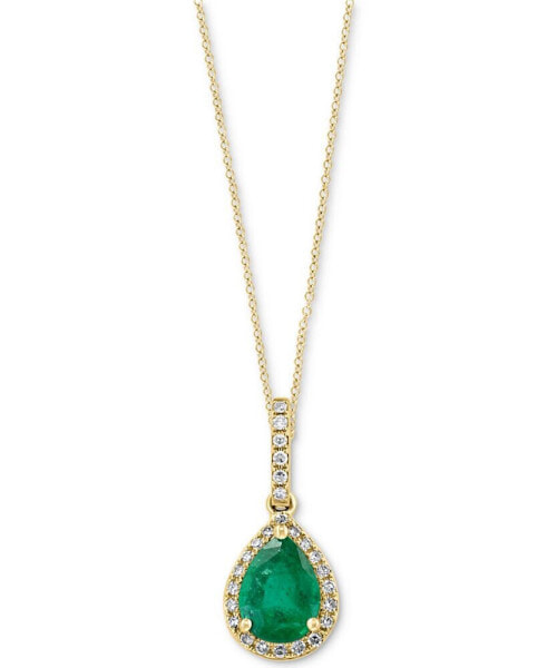 EFFY Collection eFFY® Emerald (7/8 ct. t.w.) & Diamond (1/8 ct. t.w.) 18" Pendant Necklace in 14k Gold