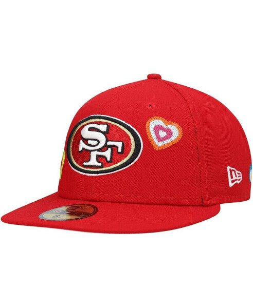 Men's Scarlet San Francisco 49ers Chain Stitch Heart 59FIFTY Fitted Hat