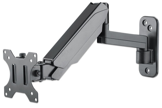 Manhattan TV & Monitor Mount - Wall - Spring Arm - 1 screen - Screen Sizes: 17-32" - Black - VESA 75x75 to 100x100mm - Max 8kg - Height Adjustable Swivel Arm (3 pivots) - Lifetime Warranty - 8 kg - 43.2 cm (17") - 81.3 cm (32") - 75 x 75 mm - 100 x 100 mm - Black