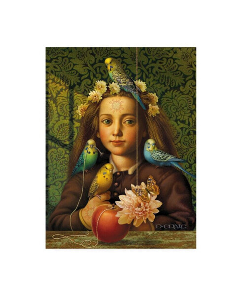 Dan Craig Girl with Parakeets Canvas Art - 15.5" x 21"