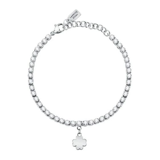 LE PETITE STORY Tennis Friendship Cryst 4 Leaf bracelet