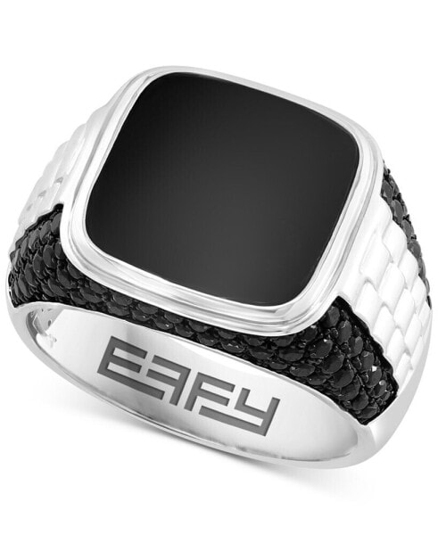 EFFY® Men's Onyx & Black Spinel Two-Tone Ring in Sterling Silver & Black Rhodium-Plate