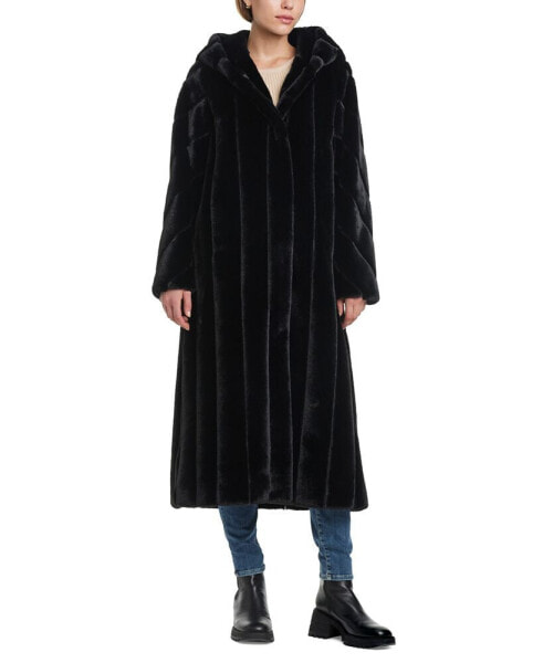 Women's Hooded Faux-Fur Maxi Coat