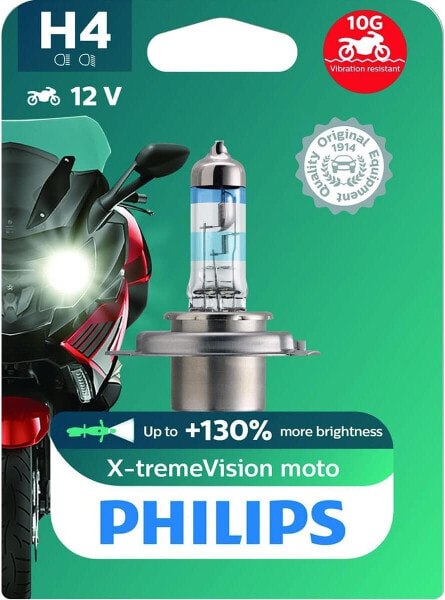 Philips BW X-tremeVision Moto +130% H4 Motorcycle Headlight Bulb, Pack of 1, H7