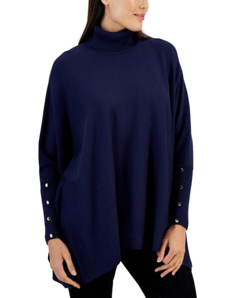 Women's Poncho Turtleneck Sweater, Regular & Petite, Created for Macy's