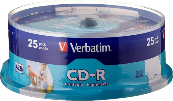 Verbatim CD-R AZO Crystal 700 MB, Pack of 25 Spindle, CD Blanks, 52x Burning Speed with Long Life, Blank CDs, Audio CD Blank, for Photos & Videos & Documents