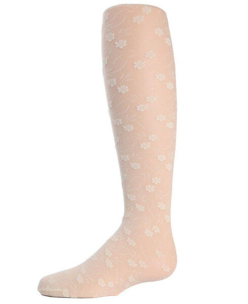 Baby Girls Sweet Blossoms Sheer Raised Floral Print Tights