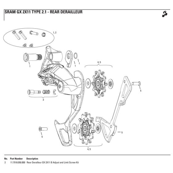 SRAM Rear Derailleur GX 2x11s Adjust And Limit Screw Kit