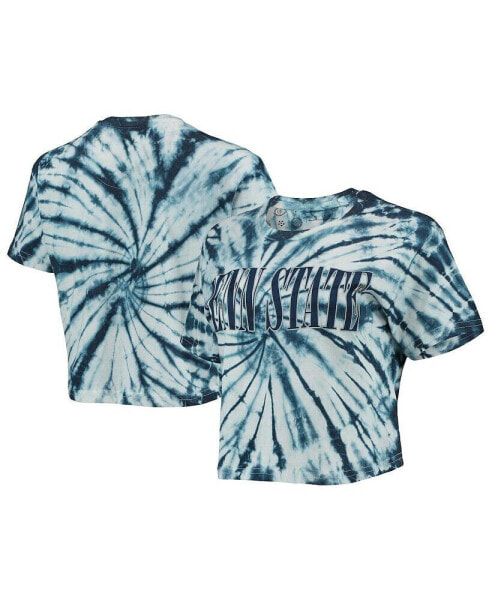 Women's Navy Penn State Nittany Lions Showtime Tie-Dye Crop T-shirt