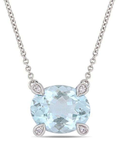 Aquamarine (2-1/10 ct. t.w.) and Diamond Accent 17" Necklace in 10k White Gold