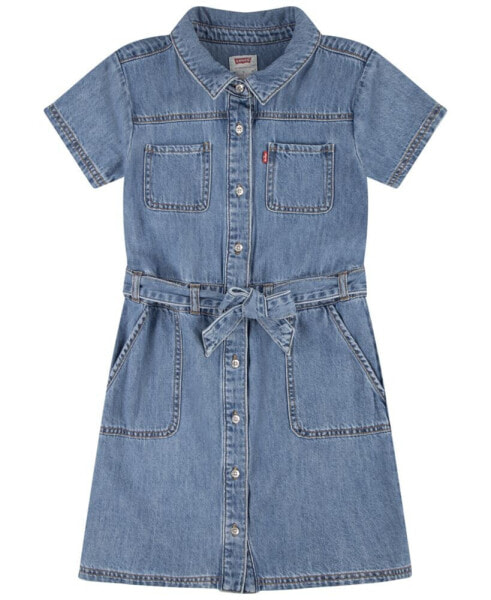 Big Girls Utility Buttoned Denim Dress