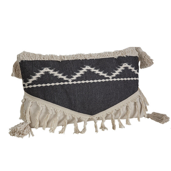 Cushion Romimex Black Cream With tassles 30 x 10 x 50 cm