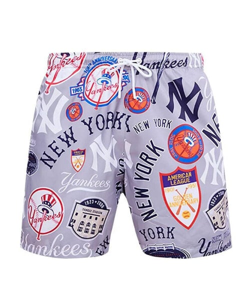 Men's Gray New York Yankees Toss Logo Woven Shorts