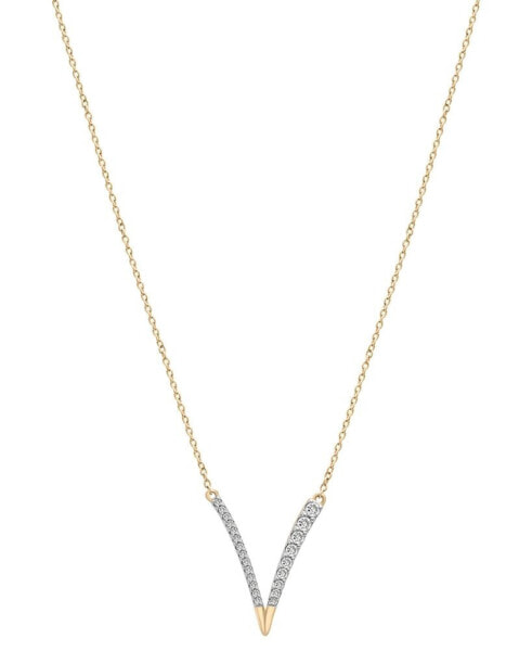 Diamond V Statement Necklace (1/6 ct. t.w.) in 14k Gold, 17" + 1" extender, Created for Macy's