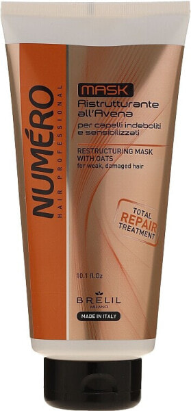 Restrukturierende Haarmaske mit Haferextrakt für schwaches und strapaziertes Haar - Brelil Numero Total Repair Mask 300 ml