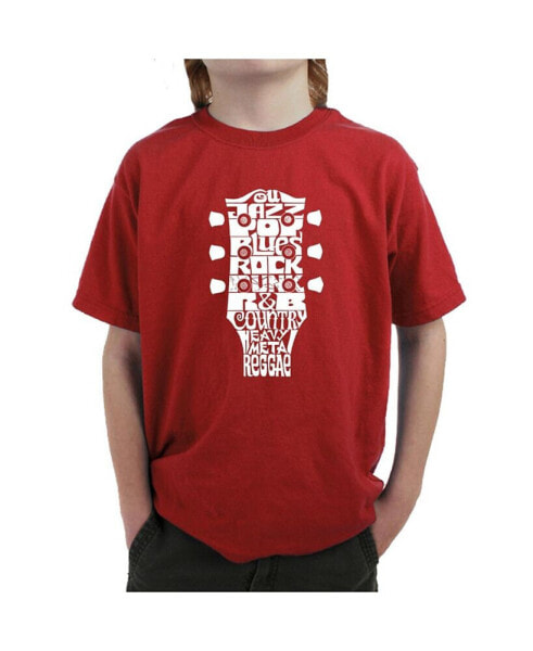 Big Boy's Word Art T-shirt - Guitar Head Music Genres