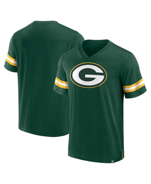 Men's Green Green Bay Packers Jersey Tackle V-Neck T-shirt