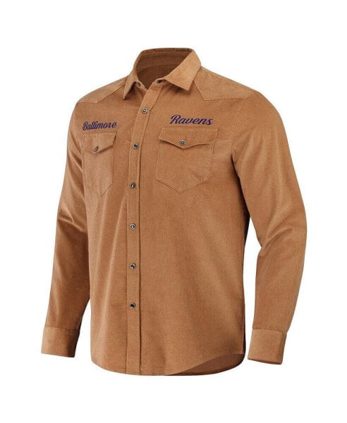 Men's NFL x Darius Rucker Collection by Tan Baltimore Ravens Western Full-Snap Shirt