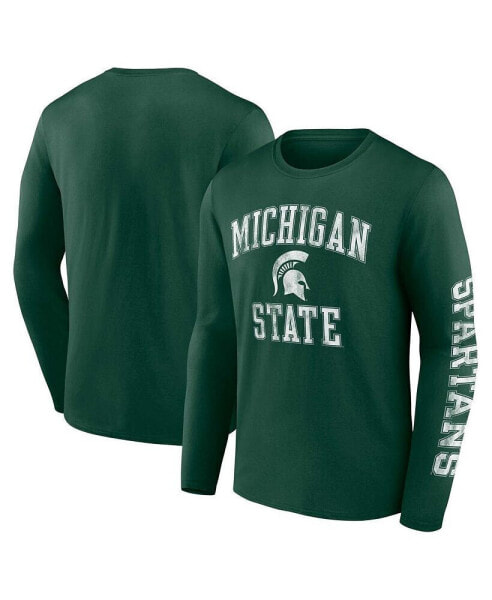 Men's Green Michigan State Spartans Distressed Arch Over Logo Long Sleeve T-shirt