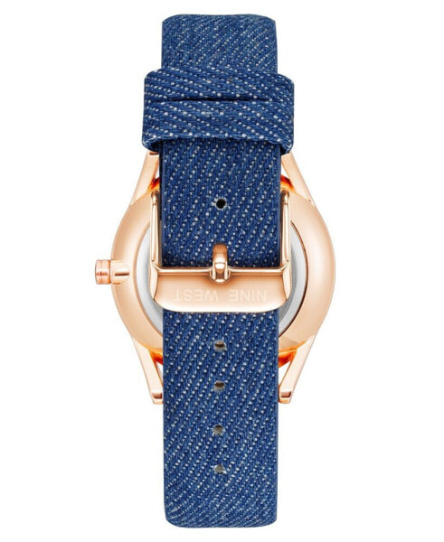 Women's Quartz Blue Faux Leather Band Watch, 36mm