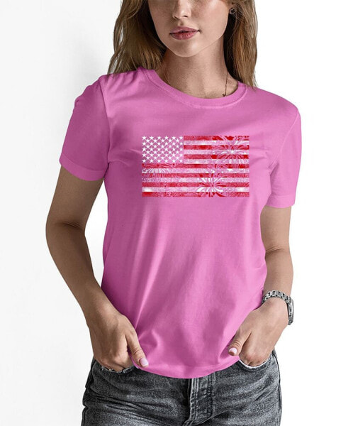 Women's Fireworks American Flag Short Sleeve T-shirt