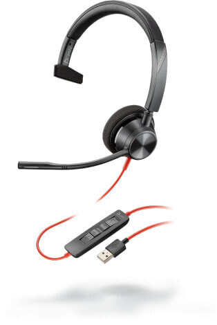 Poly Blackwire 3310 - Headset - Head-band - Calls & Music - Black - Monaural - PTT,Play/pause,Track ,Volume +,Volume -