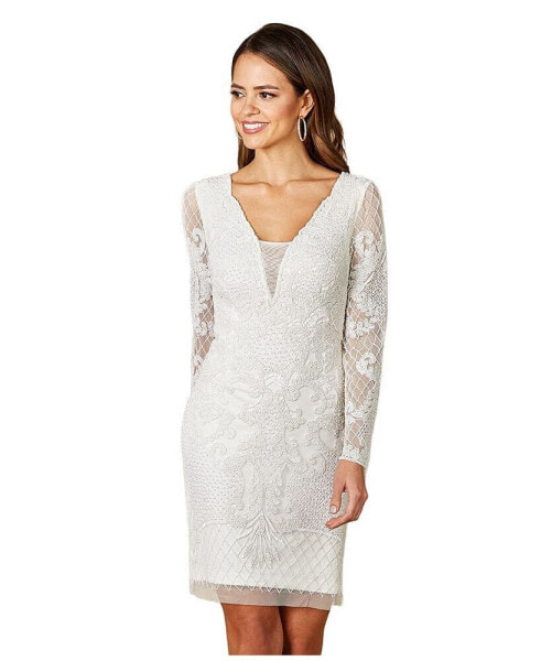 Women's Carla Long Sleeve Beaded Lace Mini Dress