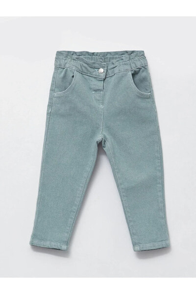 Beli Lastikli Basic Kız Bebek Jean Pantolon