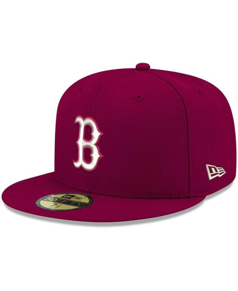 Men's Cardinal Boston Red Sox Logo White 59FIFTY Fitted Hat