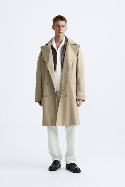 Double-breasted technical trench coat