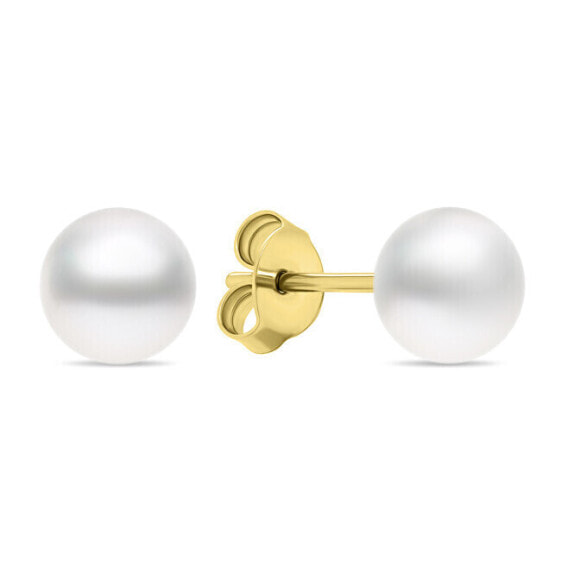 Charming Gold Plated Stud Earrings With Real Pearls EA585/6/7/8Y