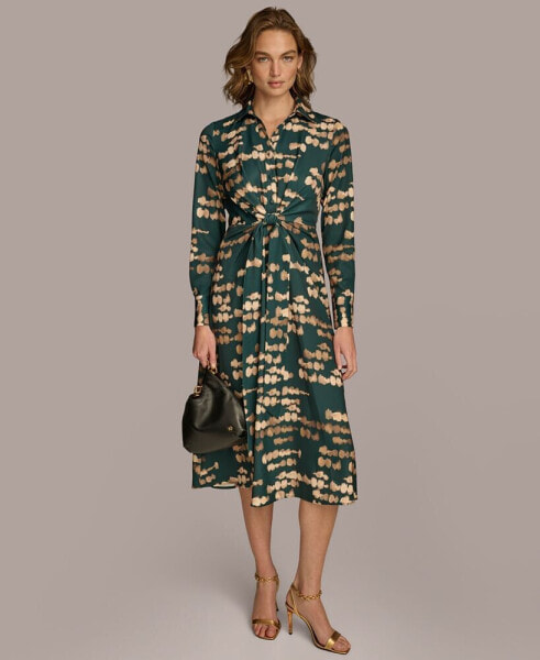 Women's Printed Twist-Front Shirtdress