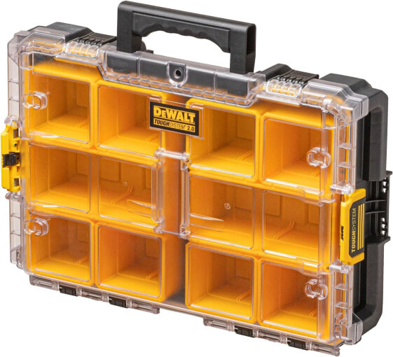 Dewalt Toughsystem 2.0 Organiser DS100 DWST83394-1 (Extremely Robust with 10 Removable Small Parts Containers, up to 20 kg Load Capacity, IP65, with Metal Hinges and Metal Wire Lock)