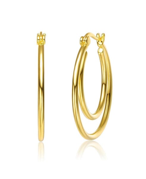 14K Gold Plated Double stack Hoop Earrings