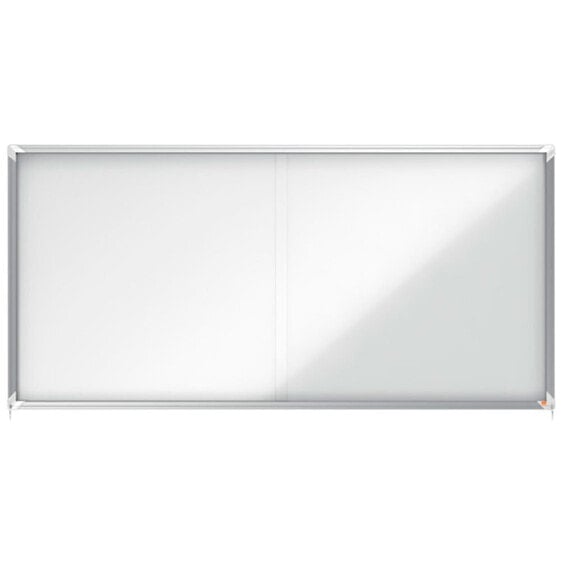 NOBO Premium Plus 27xA4 Sheets Magnetic White Surface Interior Display Case With Sliding Door